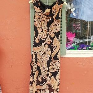 1990's high low paisley dress
